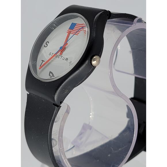 Structure Black Quartz Watch with American Flag Design - Picture 5 of 8